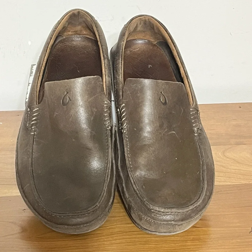 Olukai Kulana Men's Leather Loafers Driving Shoes in Brown Size 8.5 Casual Comfy